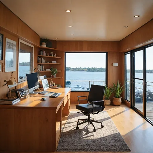 Refined work life afloat: how to create an office on a houseboat
